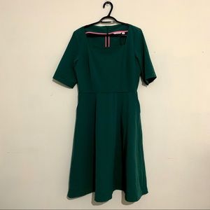 Betabrand Elixir Fit & Flare Dress Green pinup vintage Sz L